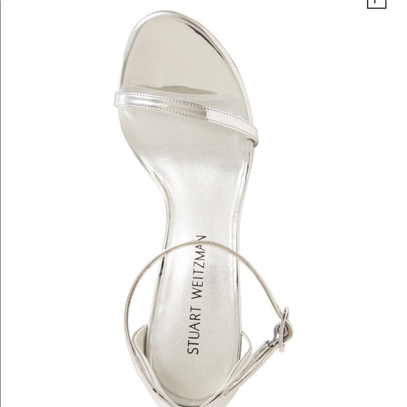 STUART WEITZMAN NUDISTSONG TIN GLASS SILVER HEELS - Picture 3 of 4